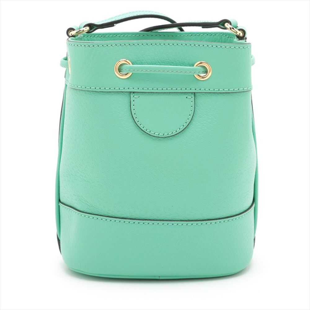 Gucci Shoulder Bucket Leather Bag Green